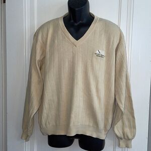 Haley light yellow‎ ribbed V neck golf sweater